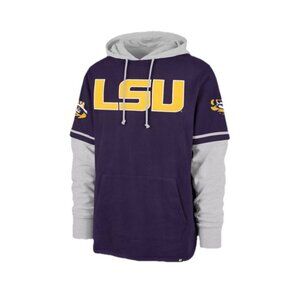 '47 Adult LSU Tigers Gray Purple Trifecta Pullover Hoodie NCAA Size XL Pocket
